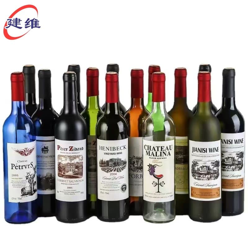 Glass red wine bottle, sealed homebrew wine bottle, empty bottle, light-proof liquor bottle, factory direct, trendy glass wine bottle
