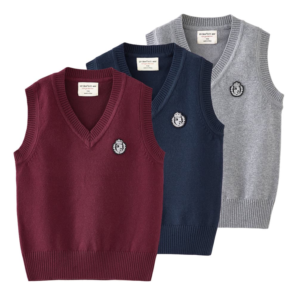 2025 Spring Autumn New Style Knit Boys Wool Waistcoat Medium Big Children Knit Vest Sweater Girls One-Piece Drop Shipping