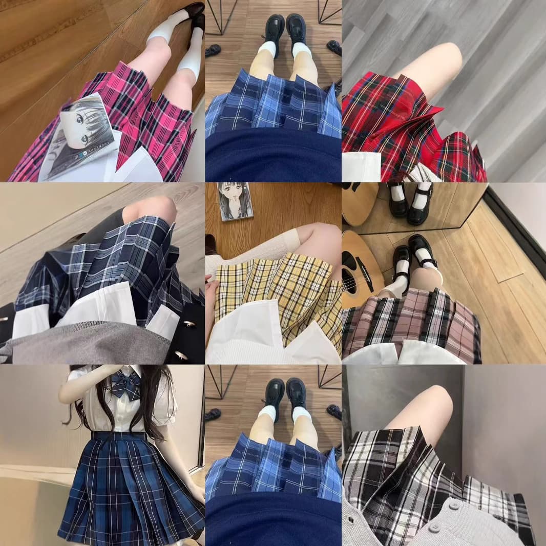 2024 New Japanese Style Collection JK Uniform Plaid Skirt Women's Short Sleeve Set Pleated Skirt Student JK School Uniform Wholesale