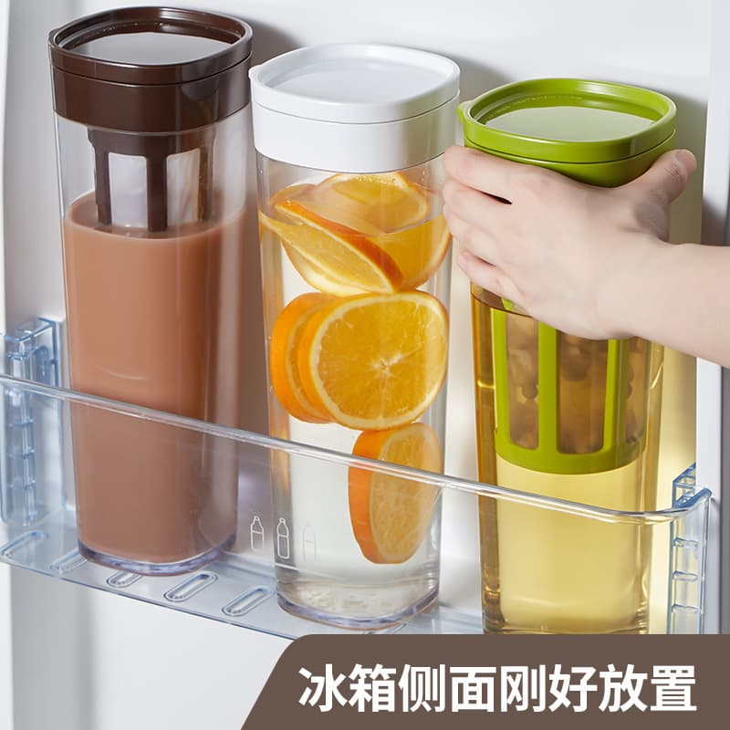 Large Capacity Cold Water Pitcher Japanese Style Boiled Water Bottle High Temperature Resistant Cold Water Pitcher Cold Brew Coffee Cup with Filter Tea Infuser