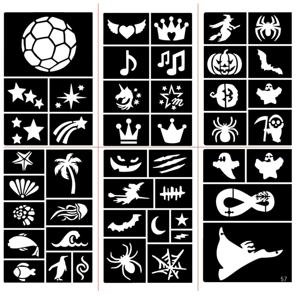 Tattoo Hollow Template Set Diamond Glitter Henna Cream Juice Cream Body Painting Face Sticker Template Cross-border