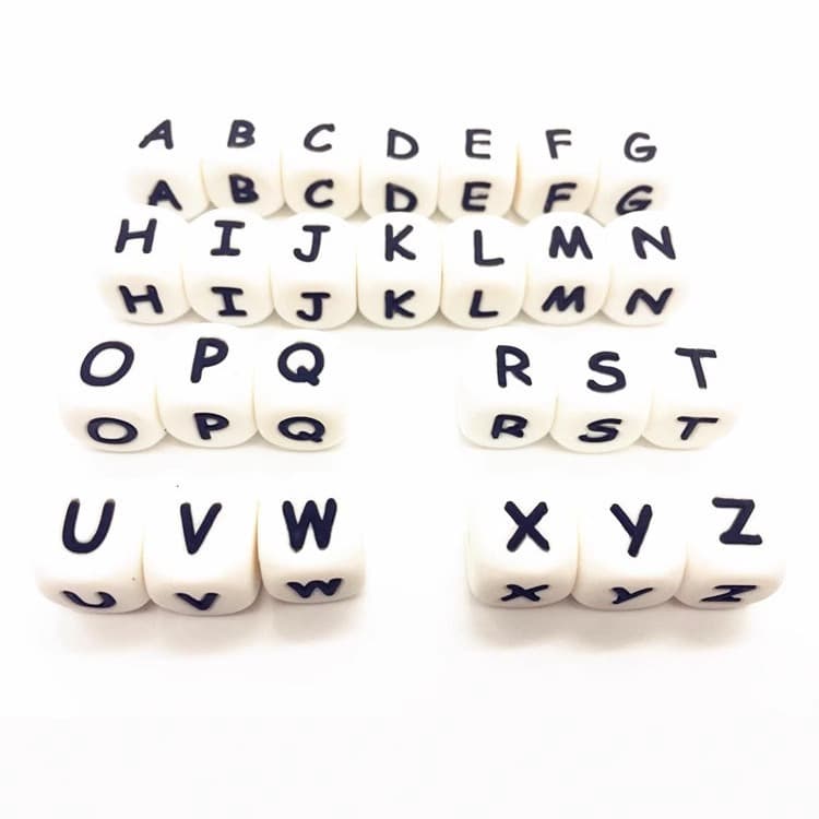 Silicone alphabet beads 12mm silicone beads 26 English alphabet beads DIY baby name pacifier chain teether accessories