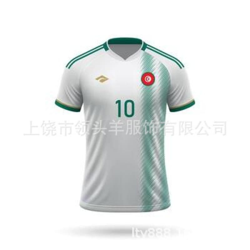 African Tunisia Flag Badge Stripes V Neck Football Jersey Men's Breathable Match Short Sleeve Jersey Cross-Border Goods