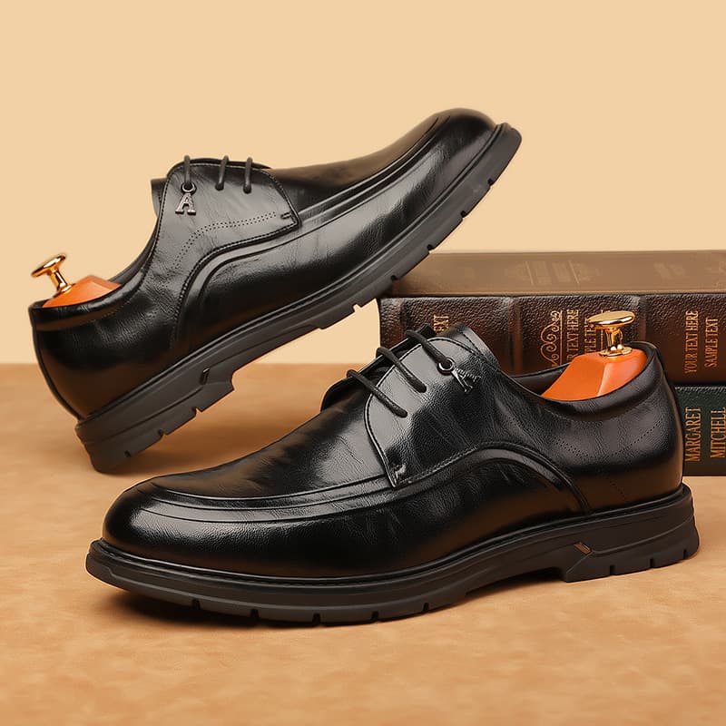 2026 Autumn New Business Casual Leather Lace-Up Shoes for Men Trendy Dress Shoes Drop Shipping