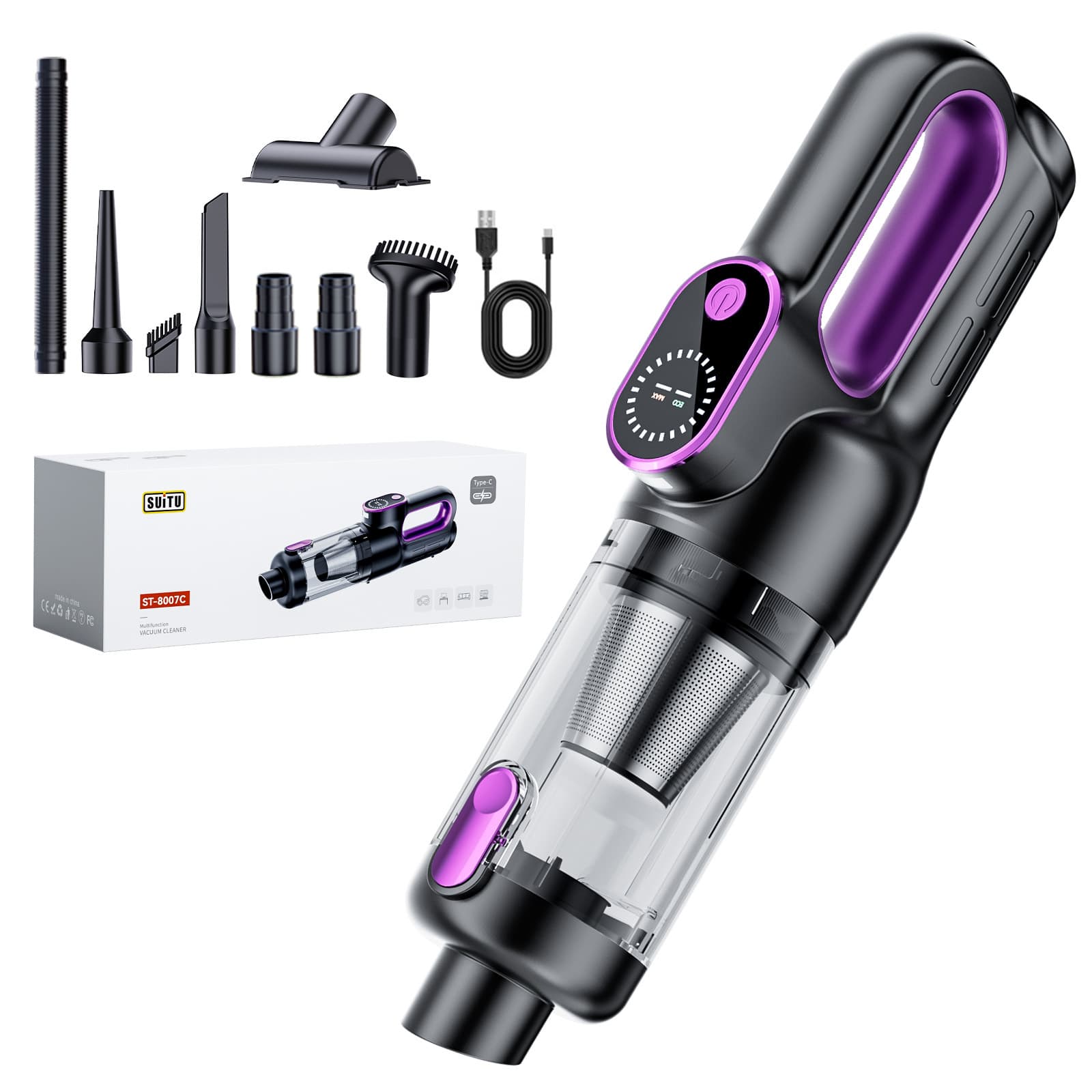 Car Vacuum Cleaner, Cross-Border Handheld Cordless Portable Auto Mini Vacuum with Super Strong Power