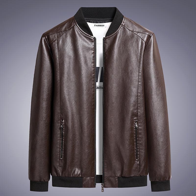 New 2021 Men's Leather Jacket Fall Fashion Trendy Slim Fit Korean Style Autumn Coat