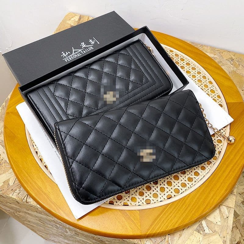 Cross-border luxury versatile Chanel-style women's wrist wallet card holder, large capacity women's cross-border wallet