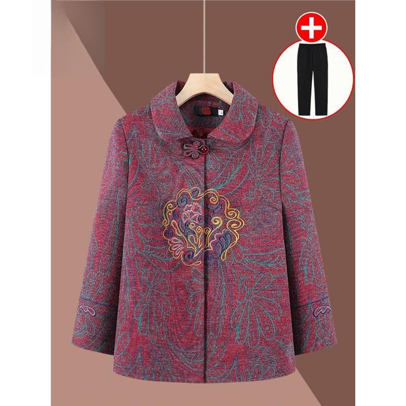 Western-style grandma spring and autumn coat for women 60 and 70 middle-aged and elderly mothers autumn and winter top old lady suit 80