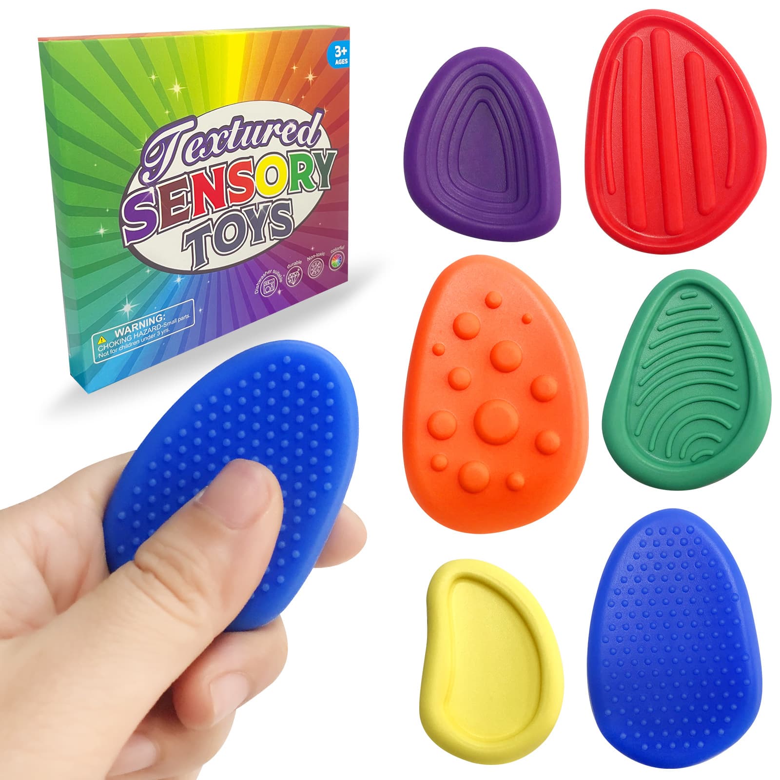 New Cross-Border Fidget Toys Kids Sensory Stones Stress Relief Toys Soft Silicone Textured Worry Stones