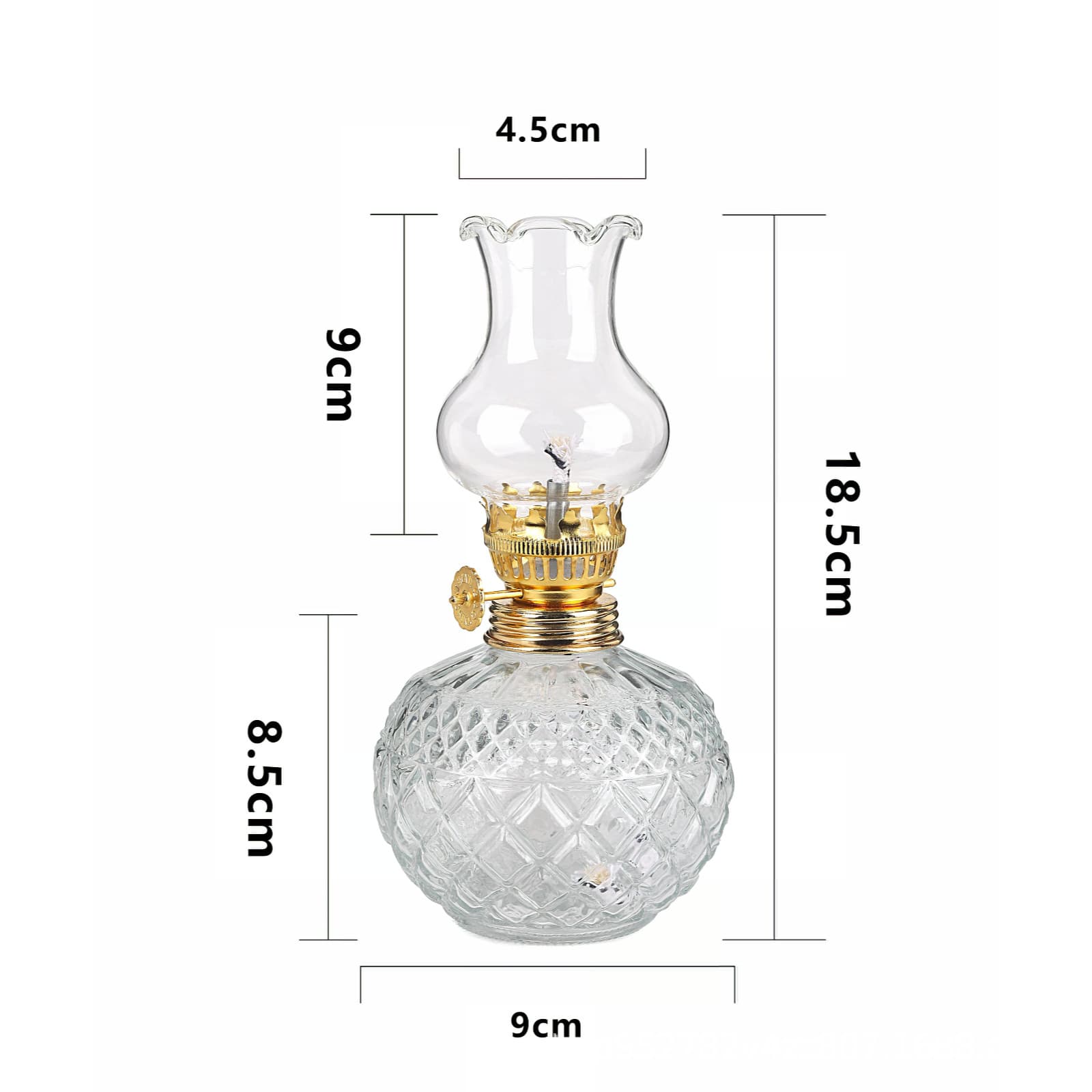 Small Pineapple High-Temperature Resistant Glass Shade, High-Quality Electroplated Metal Cap, Small Exquisite Kerosene Lamp Candle Holder Ambient Light