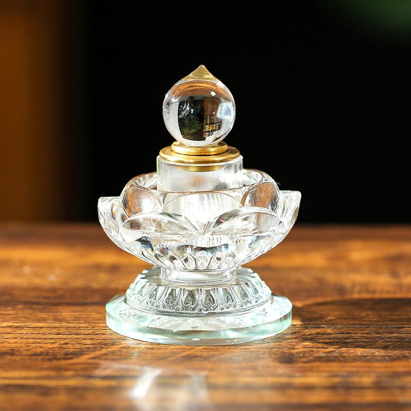 Crystal Reliquary Stupa with Saffron for Storing and Offering Relics, Ambrosia Pills, Bodhi Stupa Ornament, Treasure Casket Seal Dharani Sutra Stupa