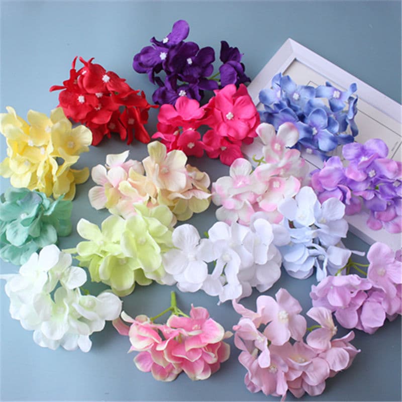 Custom Cross-border Artificial Hydrangea Wedding Decoration Eternal Flower Red Background Plant Wall Simulation Hydrangea Head