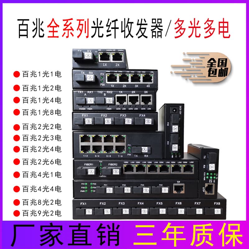 100M Fiber Optic Media Converter Carrier Grade 1 Fiber 4 Ethernet, 2 Fiber 8 Ethernet, 16 Fiber 4 Ethernet, 4 Fiber 3 Ethernet, 8 Fiber 2 Ethernet, 2 Fiber 4 Ethernet Ports