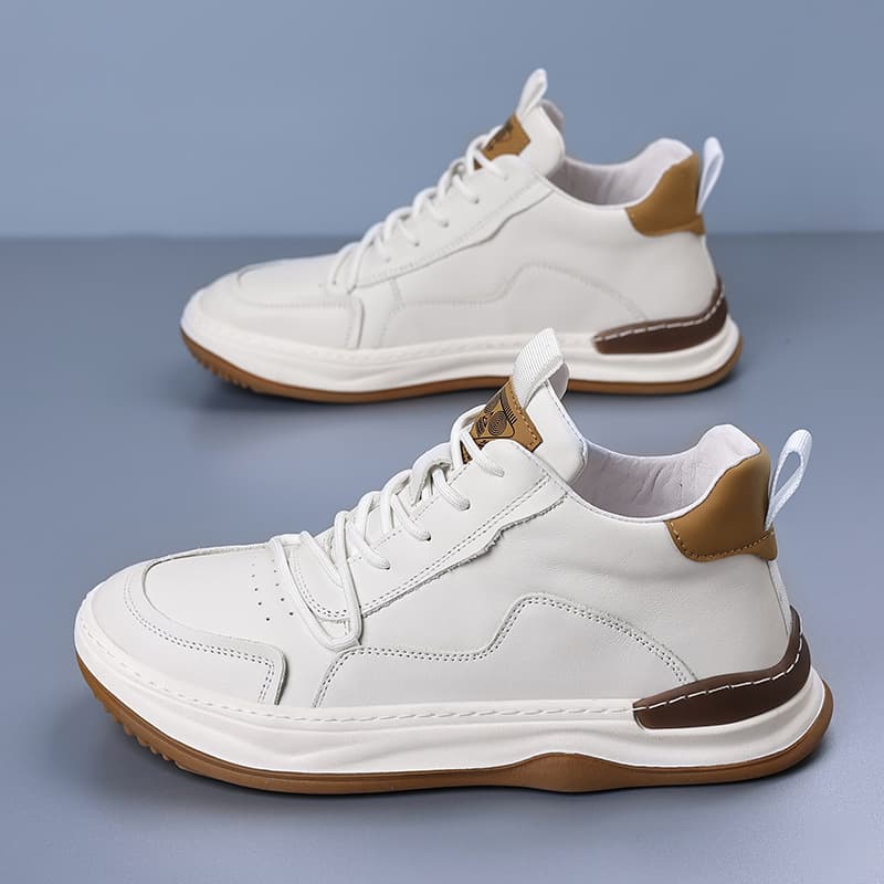 Top-layer cowhide high-top men's leather shoes, genuine leather casual shoes, niche design trendy mango shoes, versatile men's shoes