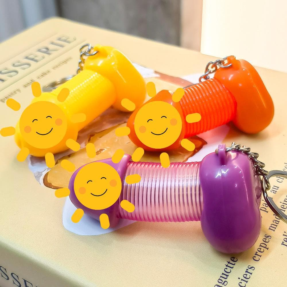 Creative spring keychain decompression toys new and unique toy rooster keychain multi-color couple school bag pendant