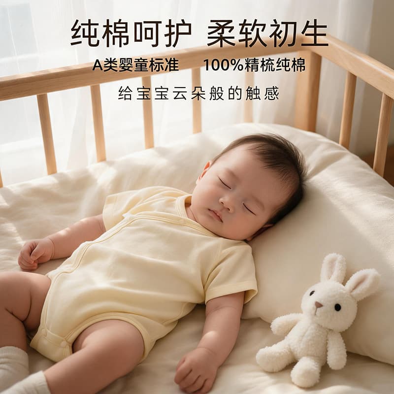 Double-Sided Solid Color Newborn Short Sleeve Bib Overalls 100% Cotton Triangle Design No-Bone Baby Romper Spring Summer Autumn