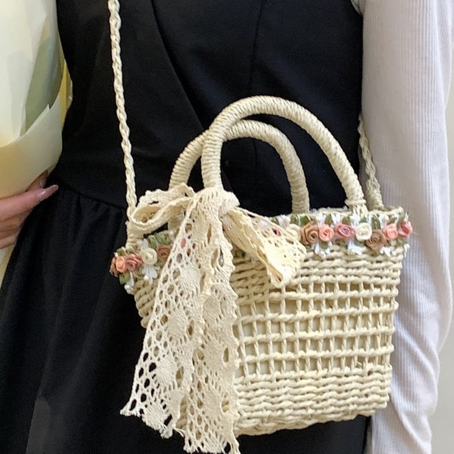 Cross-border 2026 Spring New Style Straw Woven Handbag for Women, 2026 New Woven Tote Bag for Beach Vacation