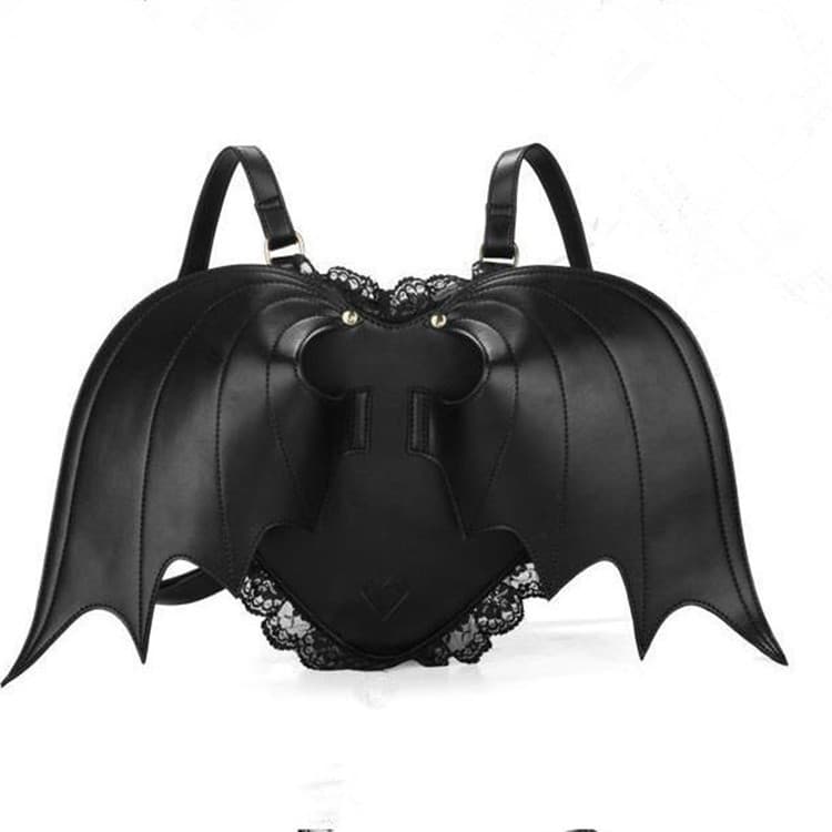 2022 Autumn New Style Black Angel Devil Bat Backpack Women's Lace Trim Backpack Wholesale