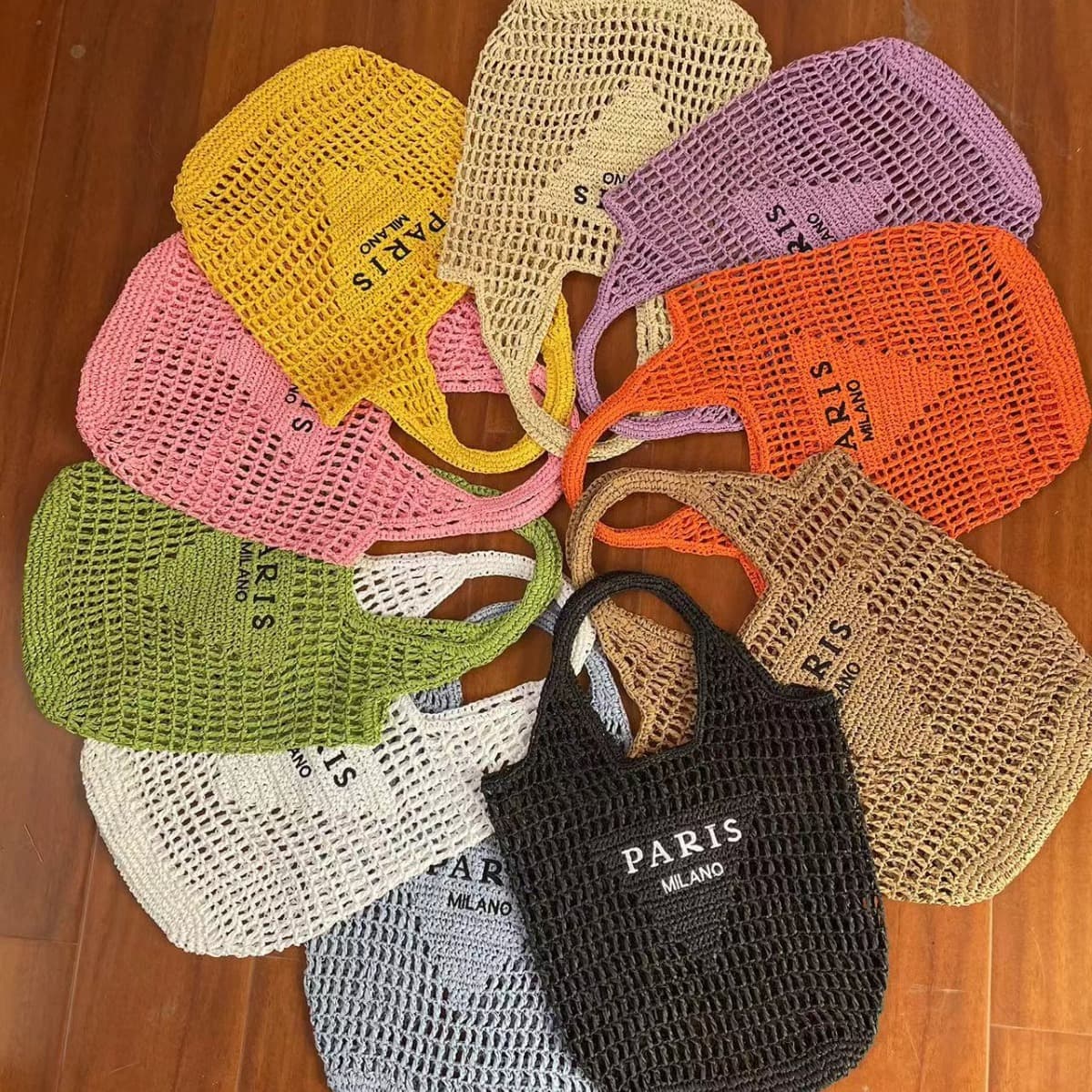 Handmade Straw Weaving PS Round Goddess Bag Underarm Bag Hook Needle Bag Influencer Bag Red Book Bag Soft Circular Shape Daily Use