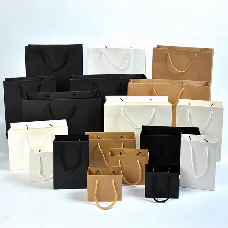 Custom Gift Bags, Paper Bags, Kraft Paper Bags, Bow Ribbon Handle Paper Bags, Wholesale Luxury Boutique