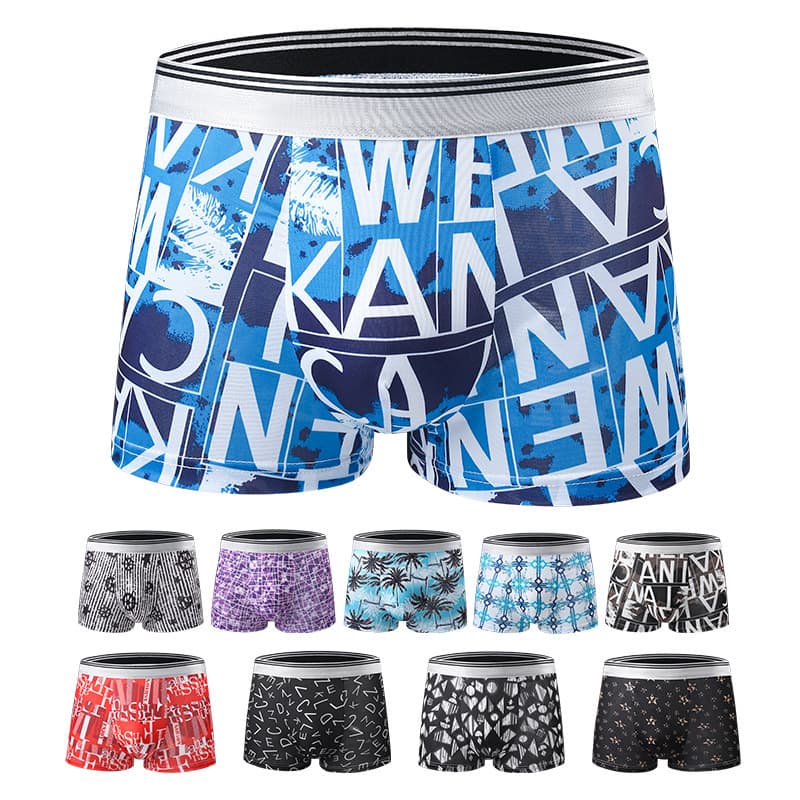 Cross-border Ultra-Thin Men's Boxer Briefs, Ice Silk, Youthful, Breathable, Four-Corner Underwear, Cotton Crotch