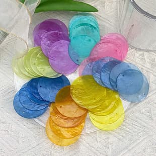 5cm Double Hole Colored Mirror Shell Round DIY Shell Painting Wedding Shell Mother-of-Pearl Blue Shell Door Curtain Wind Chime Material