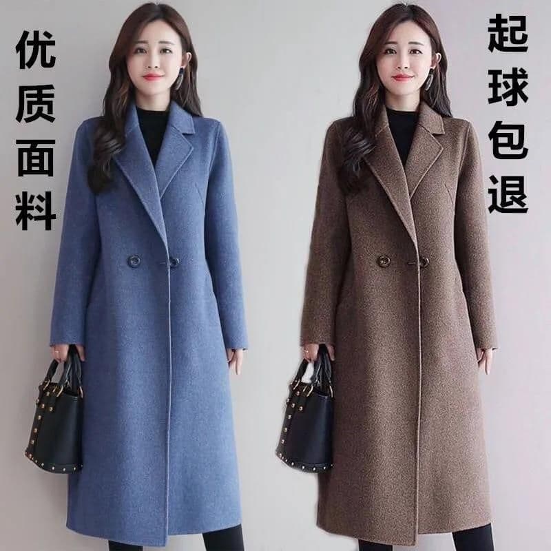 New Wool Coat for Women, Spring/Fall Mid-Length Plus Size, Korean Style Loose Fit Wool Overcoat