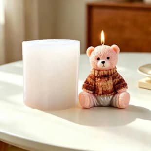 Cute Sweater Bear Candle Silicone Mold DIY Teddy Bear Aromatherapy Plaster Cement Craft Soap Mold