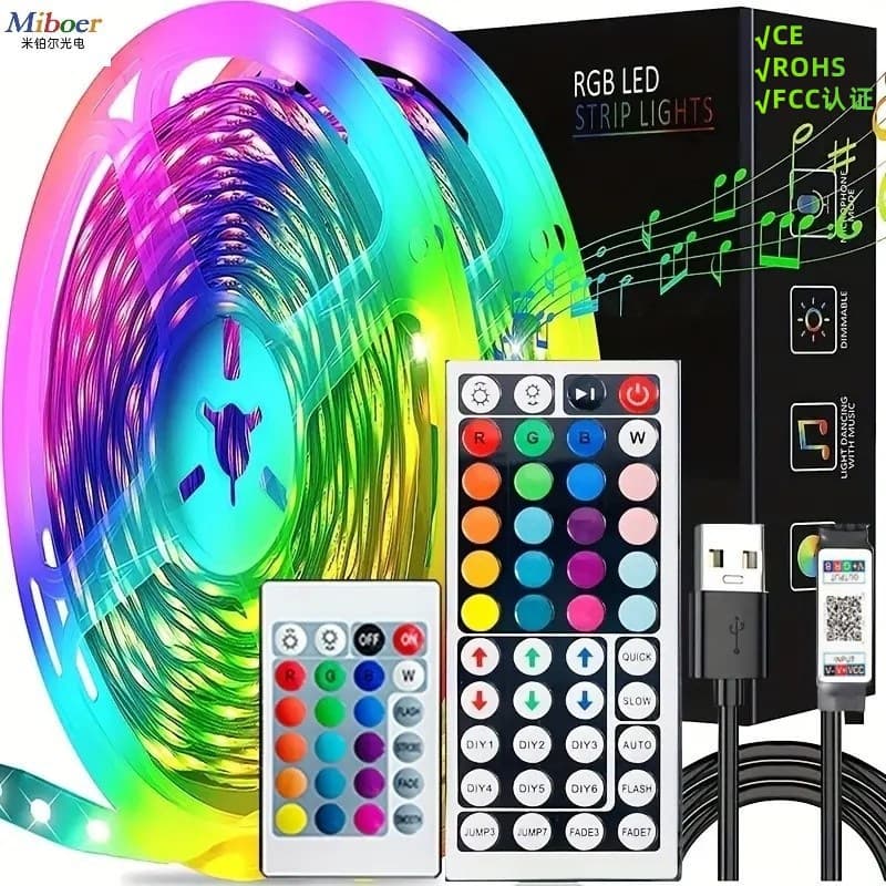 Cross-border Direct Supply 5050RGB LED Strip Kit 5V 44-Key Remote Bluetooth LED RGB Bluetooth Remote Smart Control