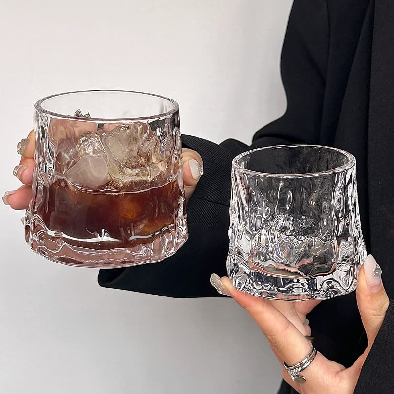 Vintage Glass Cup Hammered Pattern Espresso Iced Americano Latte Cup Affogato Cup Coffee Cup Thickened Glass Water Cup