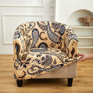 Fashion Versatile Printed Card Seat Cover Single Sofa Cover Club Single Round Arc Sofa Full Wrap Cover
