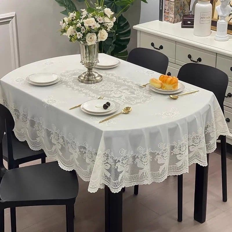 Table cloth waterproof and anti-scalding no-wash long oval tablecloth light luxury PVC coffee table tablecloth table mat