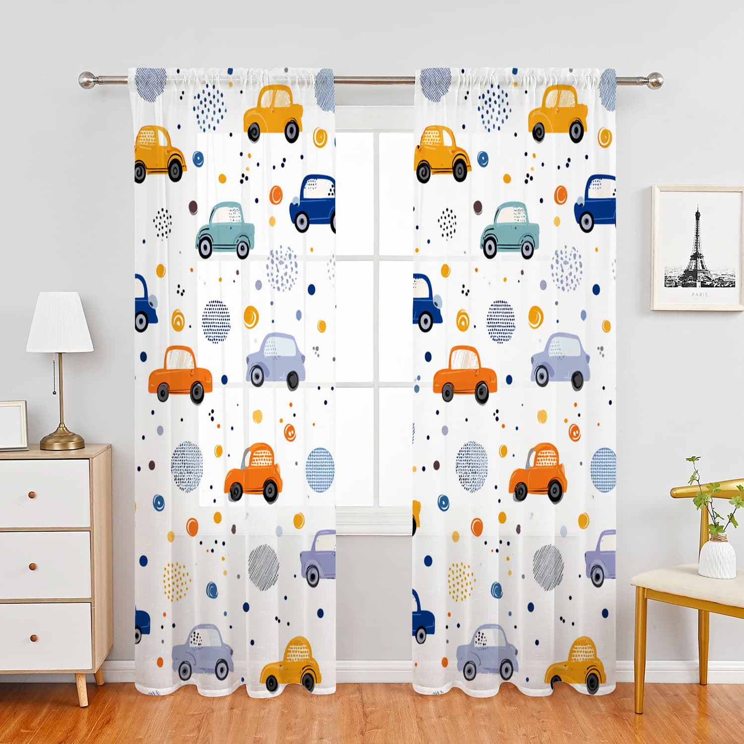 Supports JIT shipping, direct from manufacturer, car print sheer, digitally printed curtains and window sheers, luxury style.