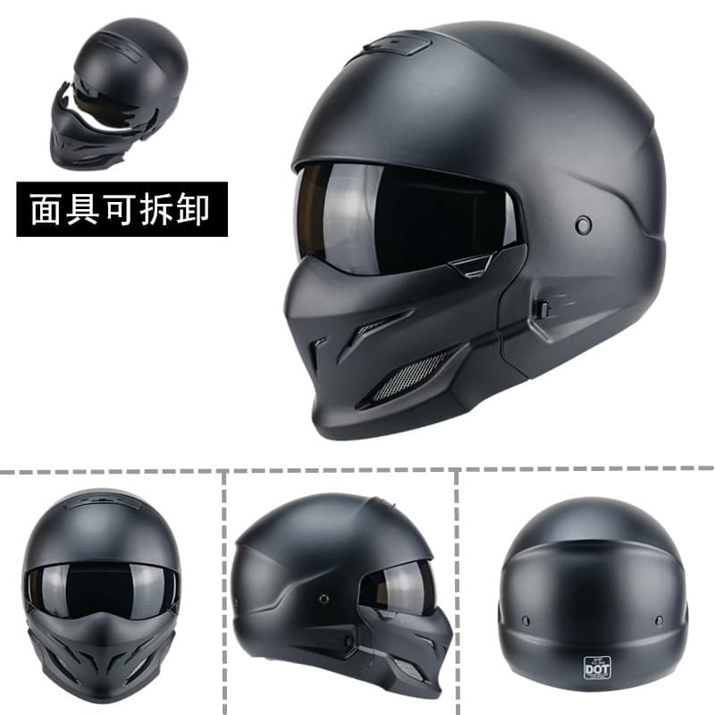 Cross-border Trade Edition Samurai Black Scorpion Helmet Men's Retro Combination Helmet Half Helmet Four Seasons Indian Helmet