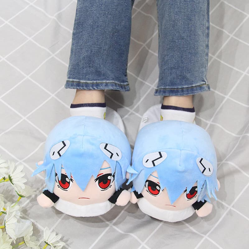 Cross-border Winter Slipper Blessing Winter Cotton Slippers Ayanami Rei Plush Fluffy Cotton Slippers Rei Ayanami