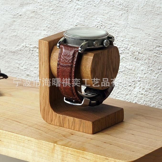 Cross-Border New Product Watch Stand Handmade Solid Wood Watch Display Stand Men's and Women's Watch Stand Genuine Leather