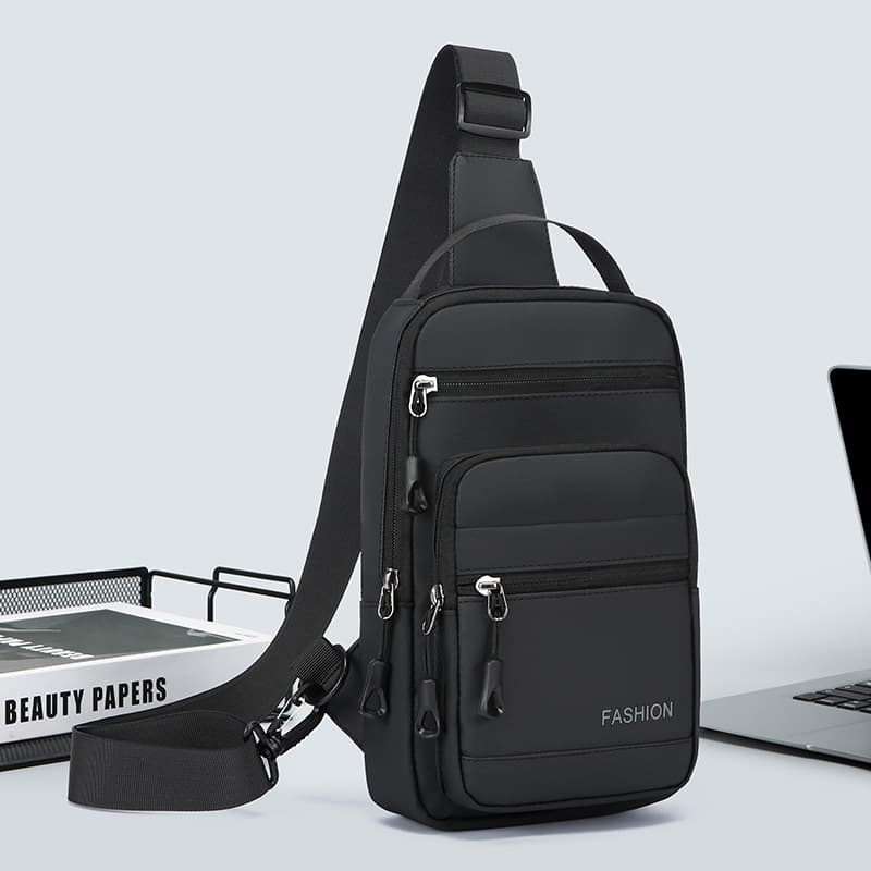 Cross-Border New Men's Chest Bag Shoulder Bag Large Capacity Multi-Functional Water-Resistant Shoulder Crossbody Bag Trendy Storage Bag