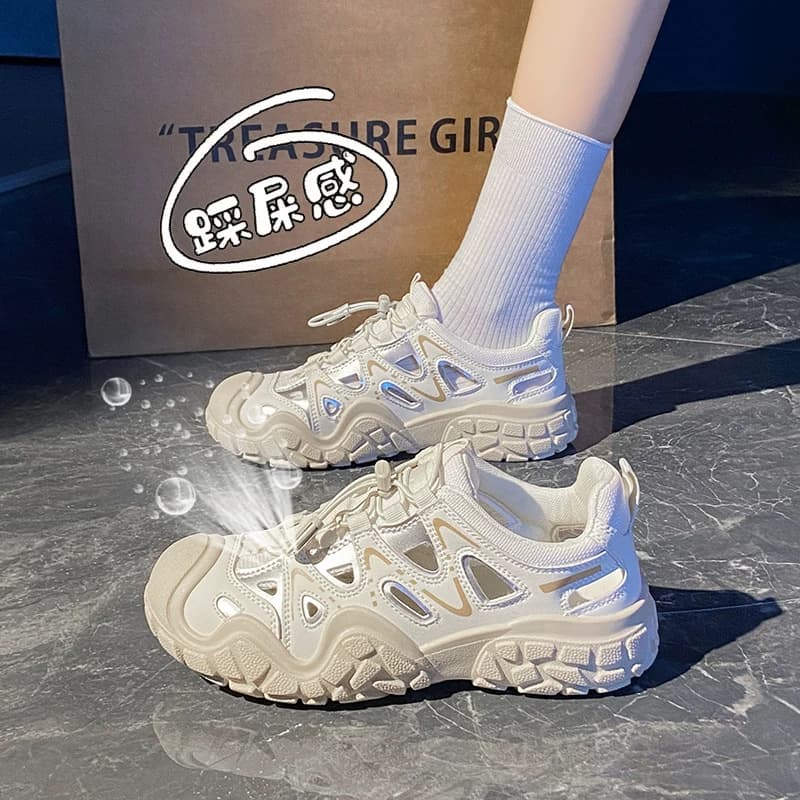 Cloud-Like Feel Sports Sandals Women 2026 New Summer Hollow Breathable Hiking Shoes Anti-Slip Soft Sole Leisure Travel Shoes