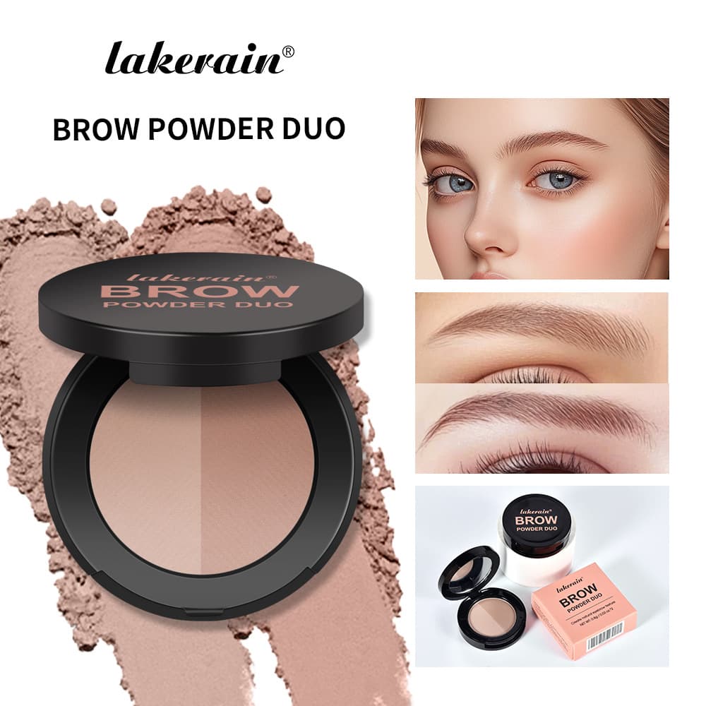 Cross-border Lakerain Dual-Color Eyebrow Powder Natural 3D Contour Nose Shadow Powder Long-Lasting Non-Fading Eyebrow Pomade Wholesale
