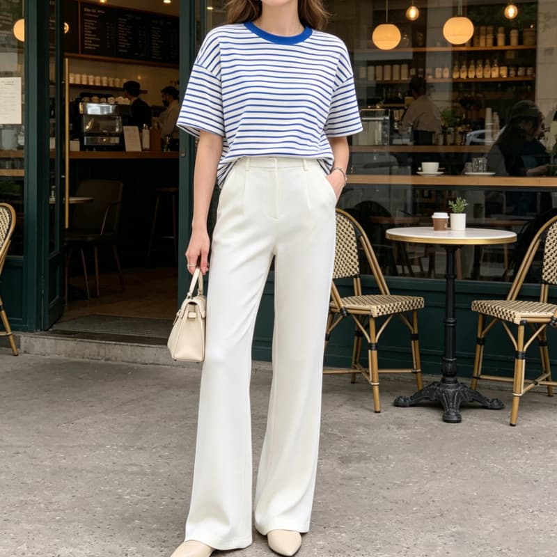 Outdoor Luxury Casual White Pants Summer, Non-Stick High Waist Slimming Flowing High-End Flared Pants