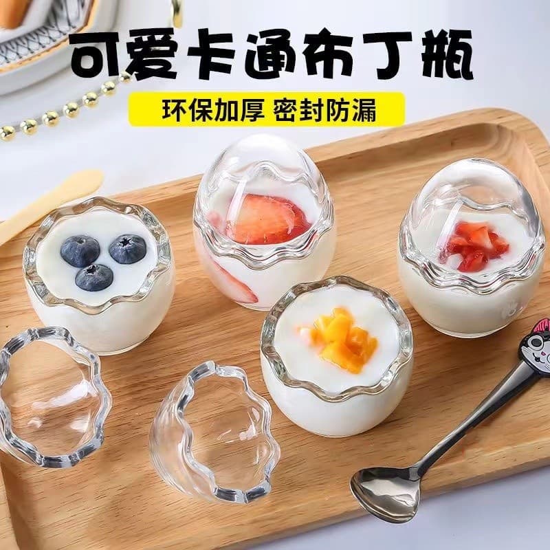 85ml Eggshell Glass Pudding Cup Glass Pudding Yogurt Cup Mousse Cup Double Skin Milk Bottle Soda-Lime Glass Cup
