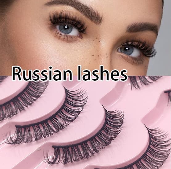 Cross-Border Bestseller Russian Volume False Eyelashes High-End Synthetic Fiber Curled Thickened Natural Look 7 Pairs Pack Factory Stock Wholesale