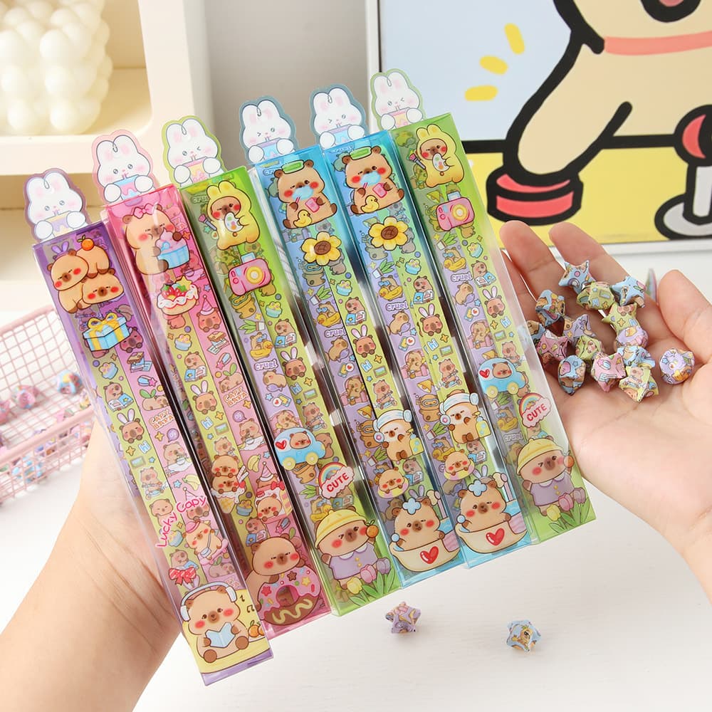 New Capybara Star Strip Origami Paper, Student DIY Starry Sky Capybara Handmade Folding Paper, Children's Printed Origami