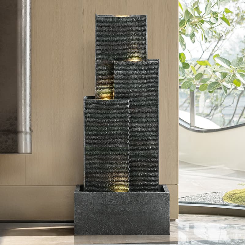 Modern Minimalist Flowing Water Wall Waterfall Fountain with Recirculating Water Feature, Hotel Office Water Curtain Screen Floor Decoration