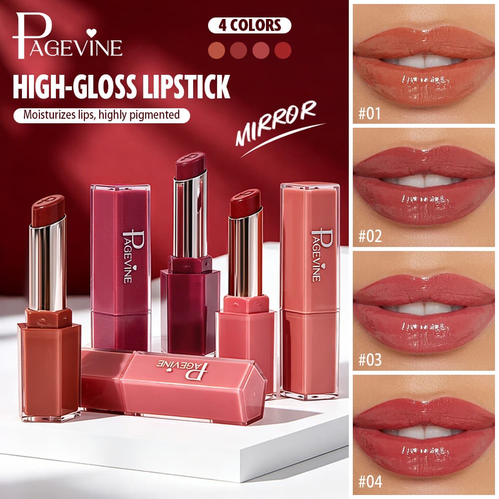 Cross-border Beauty PAGE VINE Mirror Shine Lipstick Highly Pigmented Long-Lasting Hydrating Mirror Finish Non-Stick Cup Water Shine Moisturizing