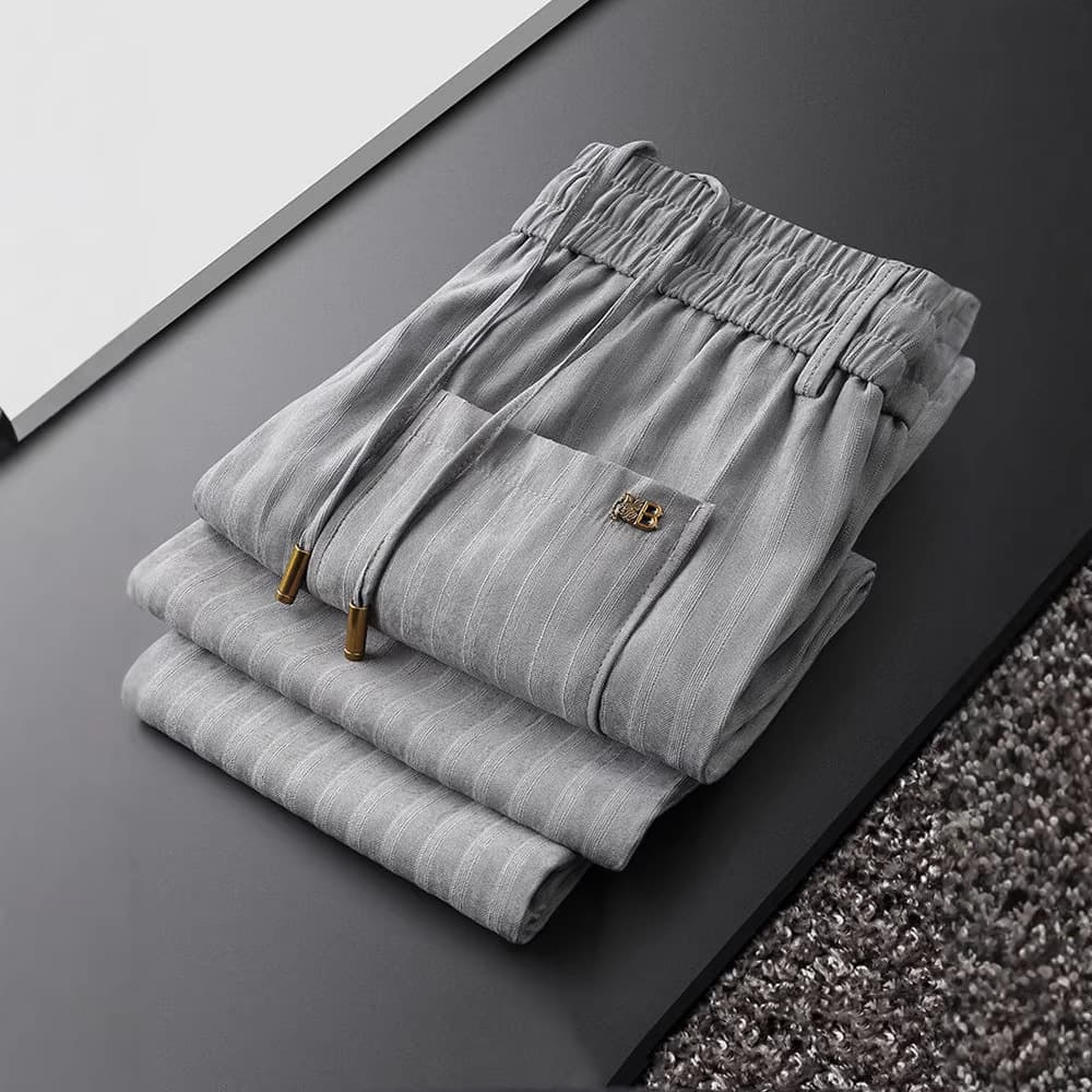2026 Light Luxury Men's Casual Pants Summer Thin Loose Straight Leg Sports Pants Versatile Linen Pants