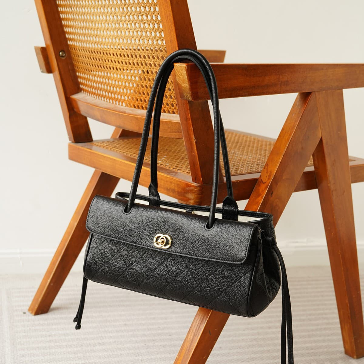 2026 Yunjin Same Style Chanel 26s Baguette Bag Genuine Leather Long Handle Underarm Bag Premium Sense Hobo Tote Bag