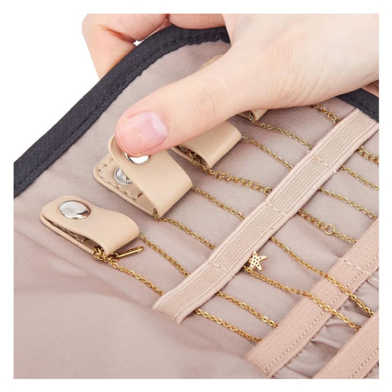 In-stock faux suede jewelry roll travel foldable portable jewelry pouch for earrings and ear studs