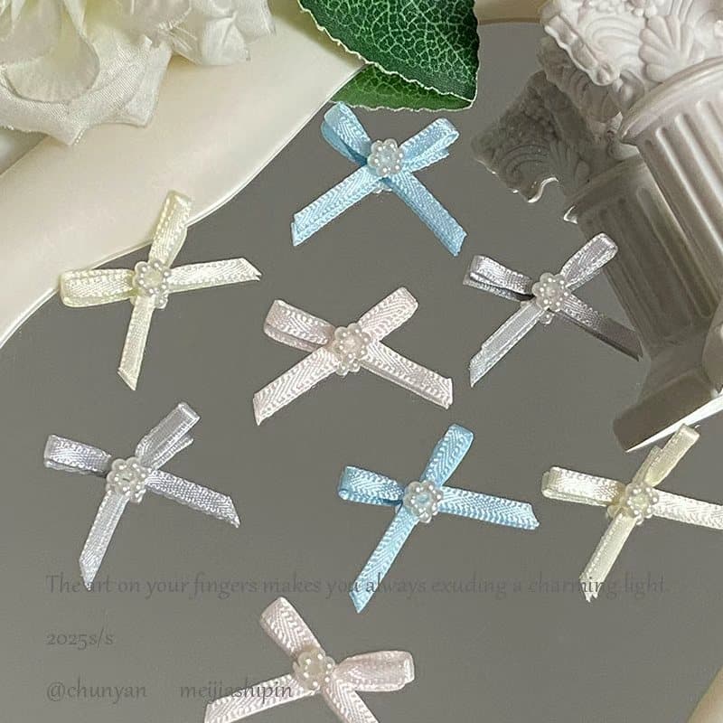 Sweet Style Pearl Organza Nail Art Accessories Viral 3D Fabric Organza Nail Fairy Style Decoration