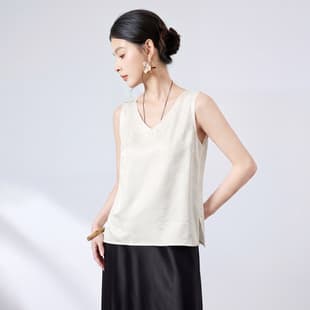 Silk Camisole Women V-Neck Outer Wear Basic Top Summer New Arrival Loose Inner Wear Sleepwear Mulberry Silk Top Women
